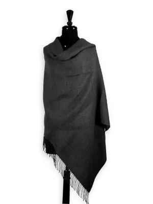 100% Baby Alpaca Shawl in Solid Color - Charcoal Melange