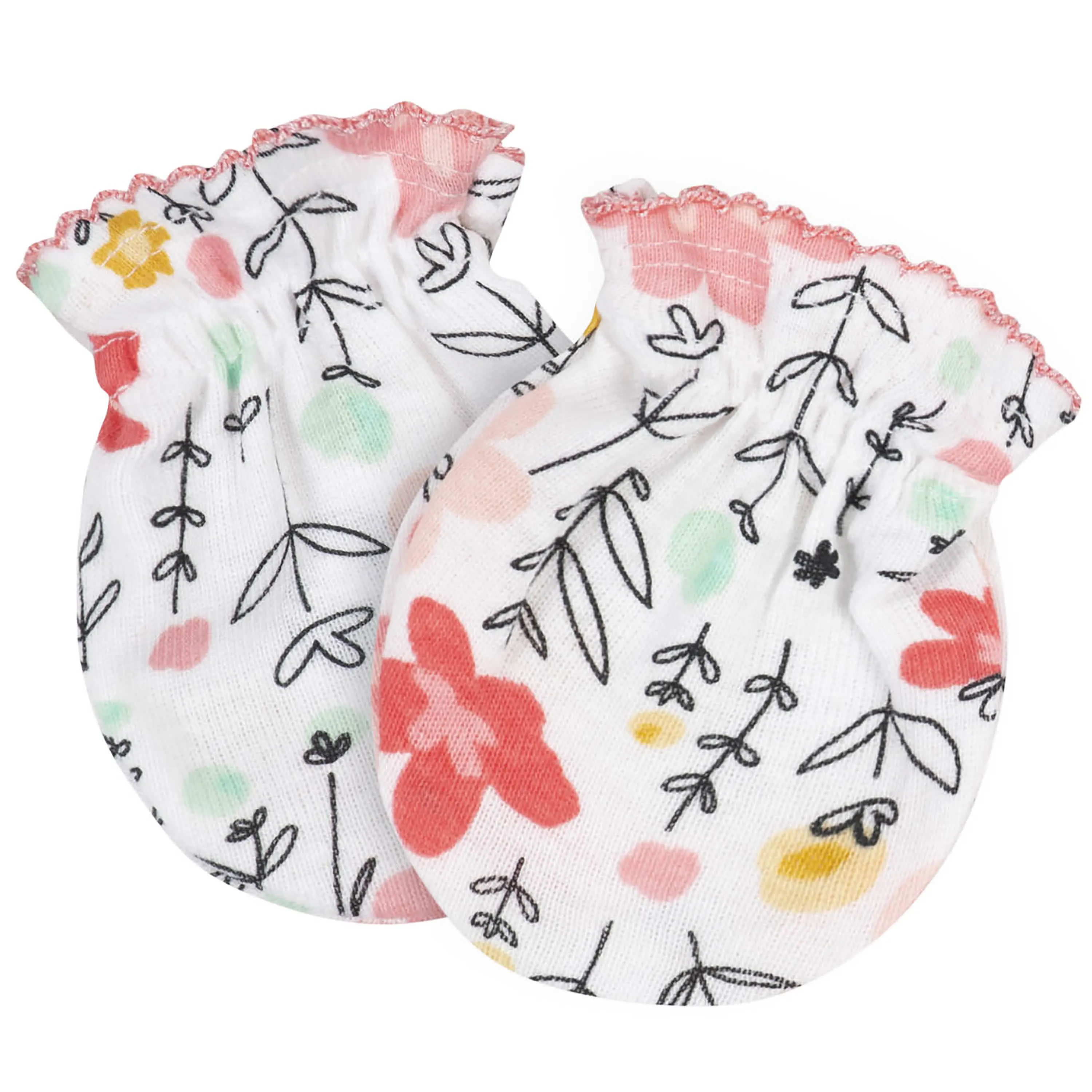 4-Pack Baby Girls Garden Floral No Scratch Mittens