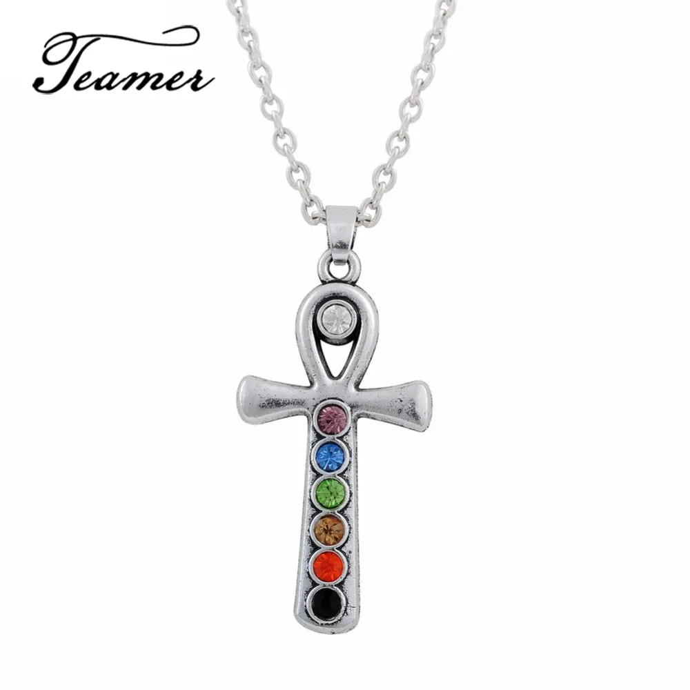 7 Chakra Egyptian Ankh Pendant Necklace