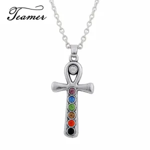 7 Chakra Egyptian Ankh Pendant Necklace
