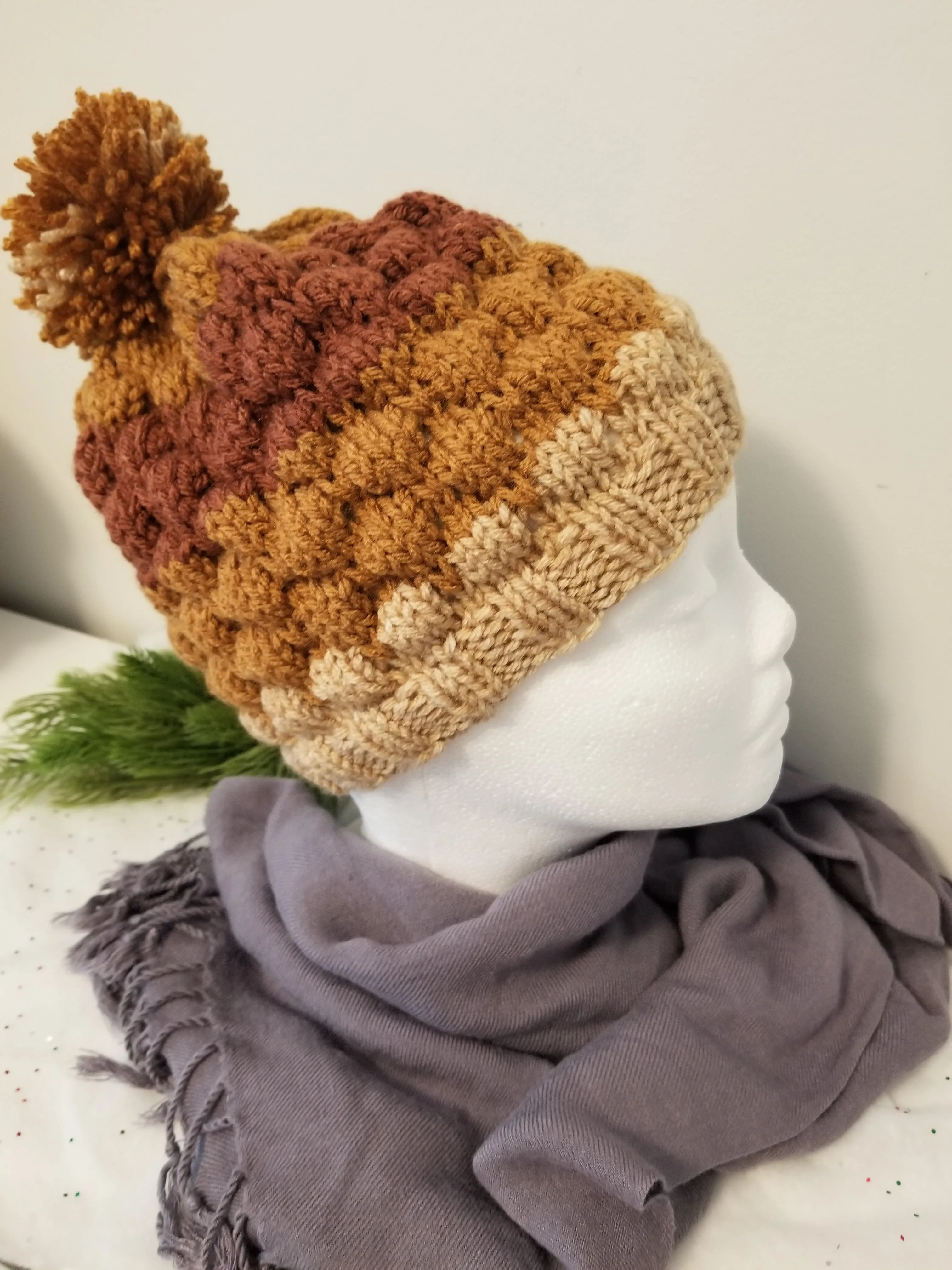 Bubble Beanie - color: Taupe Ombre, size: adult