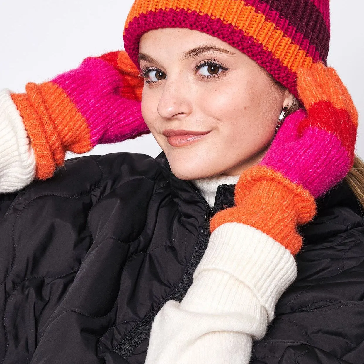 Cozy Color Stripes Long Gloves