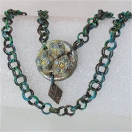 Double Strand Copper Chain Necklace with Handmade Rustic Pendant