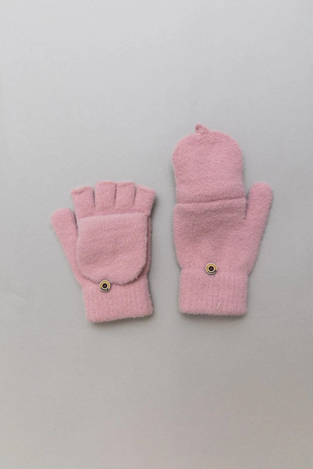 Fingerless Mitten Gloves in Blush