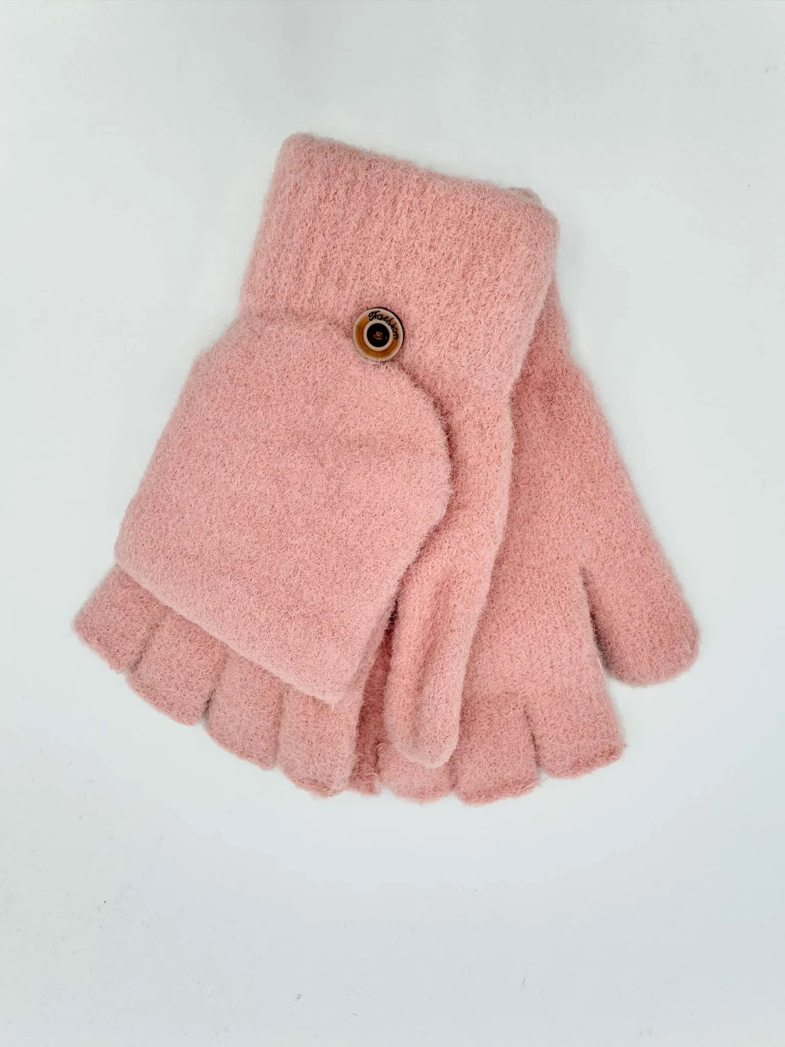 Fingerless Mitten Gloves in Blush