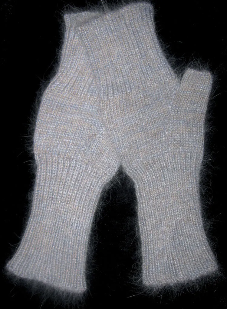 Fingerless Mitts - Blue Angora and New Zealand Possum Blend