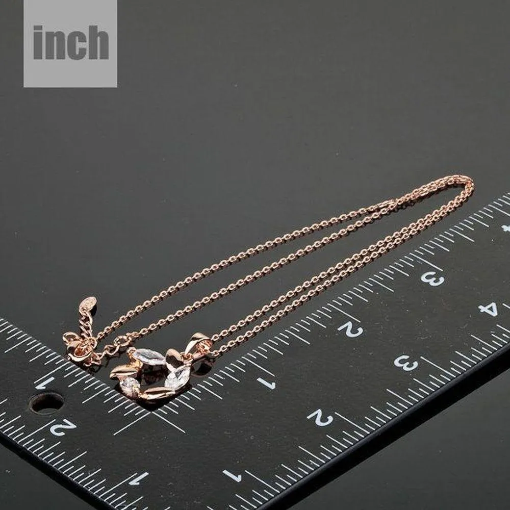 Flower Clear Cubic Zirconia Pendant Necklace KPN0050