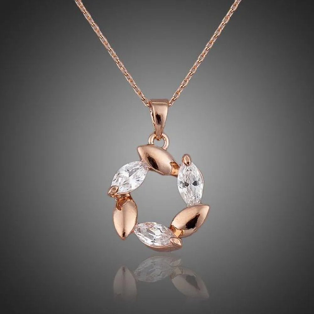 Flower Clear Cubic Zirconia Pendant Necklace KPN0050