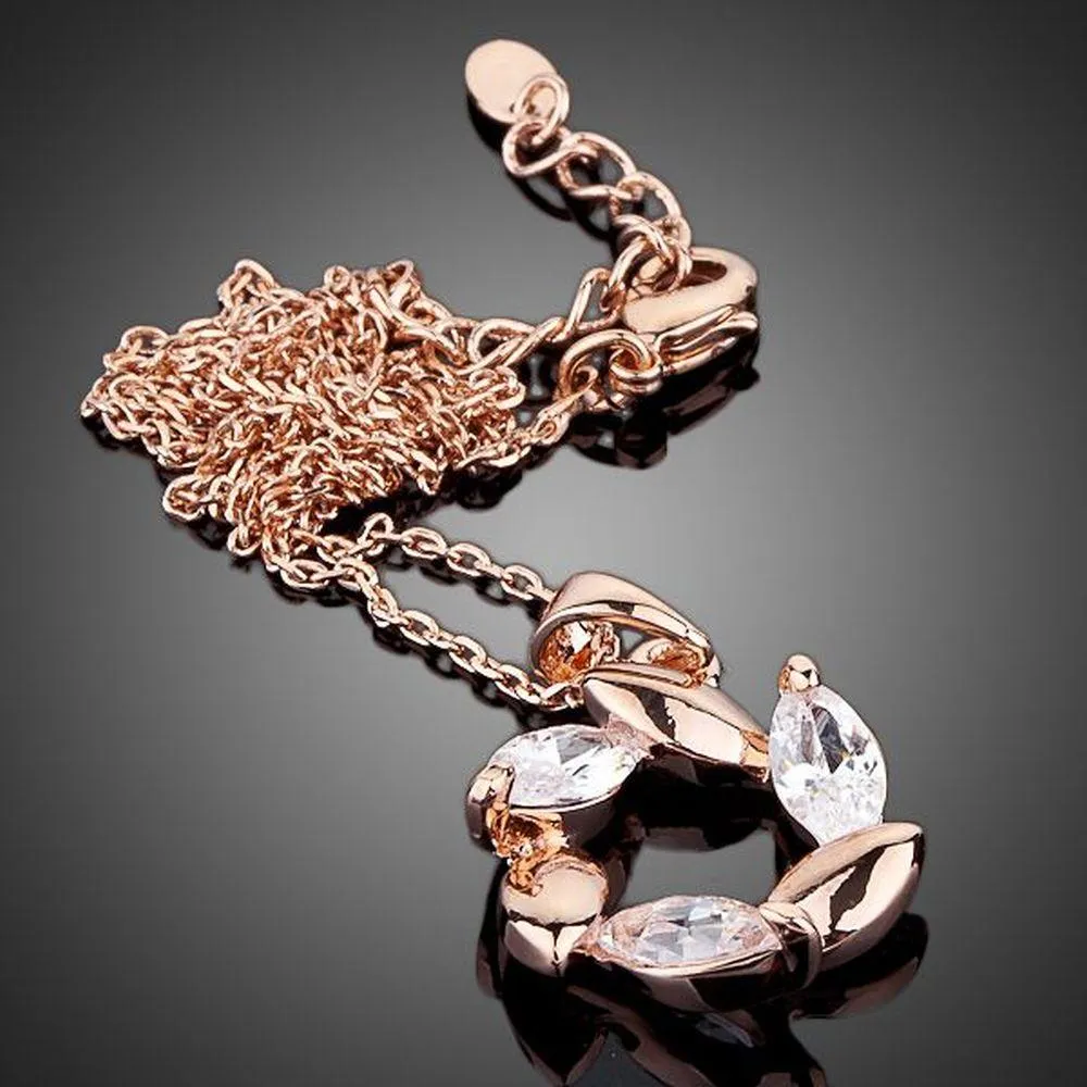 Flower Clear Cubic Zirconia Pendant Necklace KPN0050