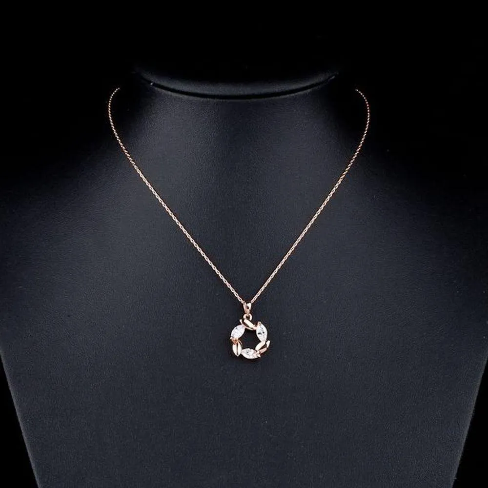 Flower Clear Cubic Zirconia Pendant Necklace KPN0050
