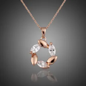 Flower Clear Cubic Zirconia Pendant Necklace KPN0050