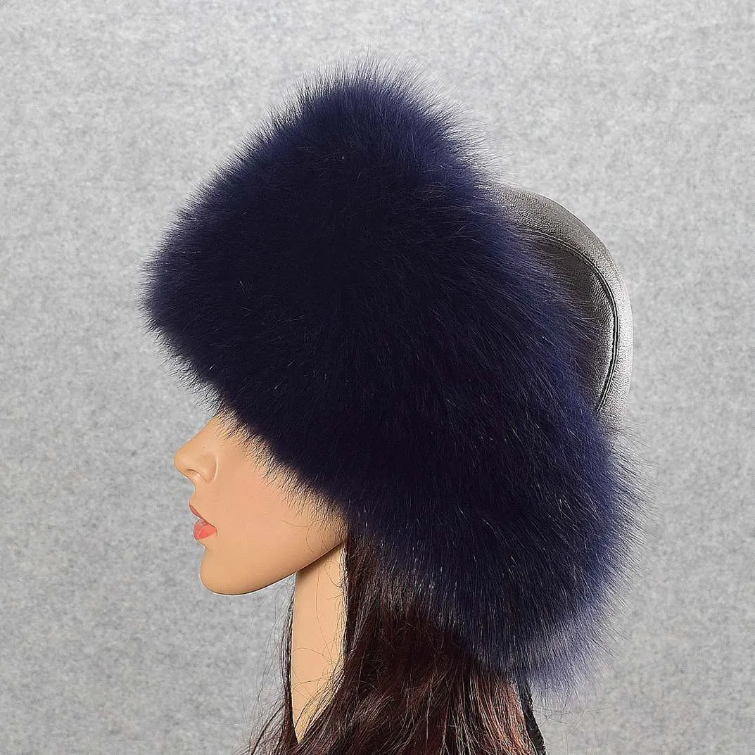 Fox Fur Grass Hat Women's Winter Thickened Warm Ear Protection Hat Leather