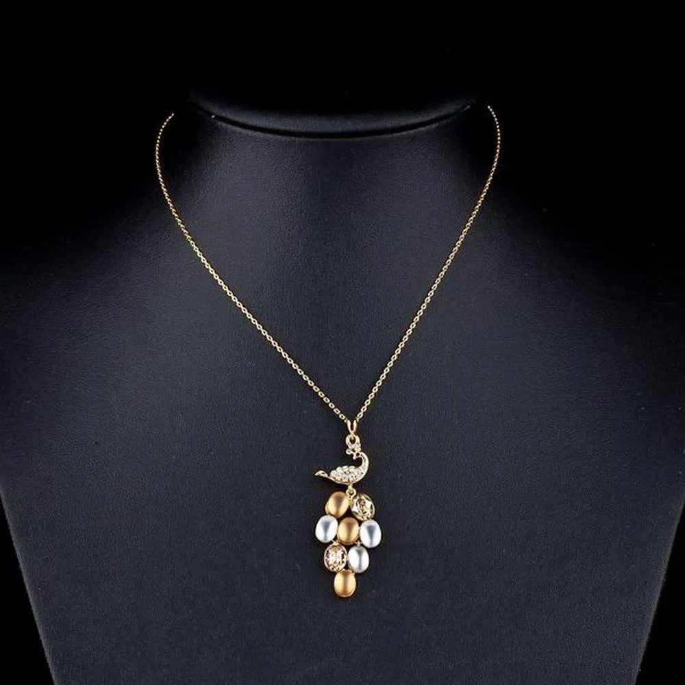 Golden Peacock Train Pendant Necklace KPN0059