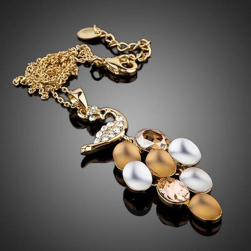 Golden Peacock Train Pendant Necklace KPN0059