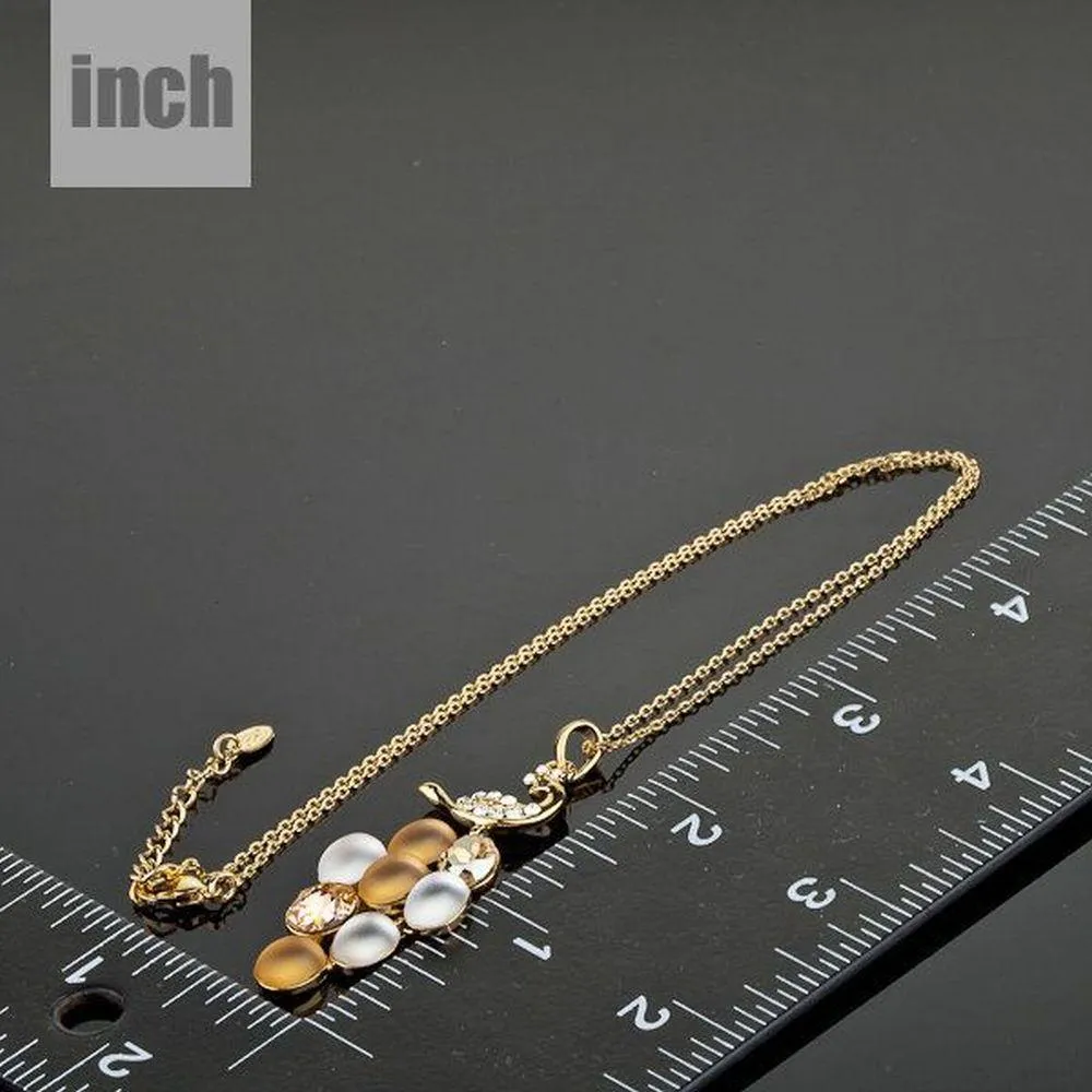 Golden Peacock Train Pendant Necklace KPN0059