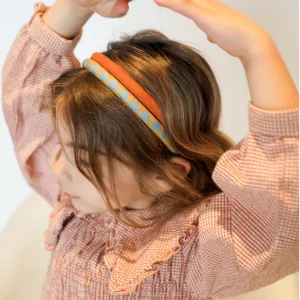 Headbands Set of 2 - Checks  Laguna   Wheat