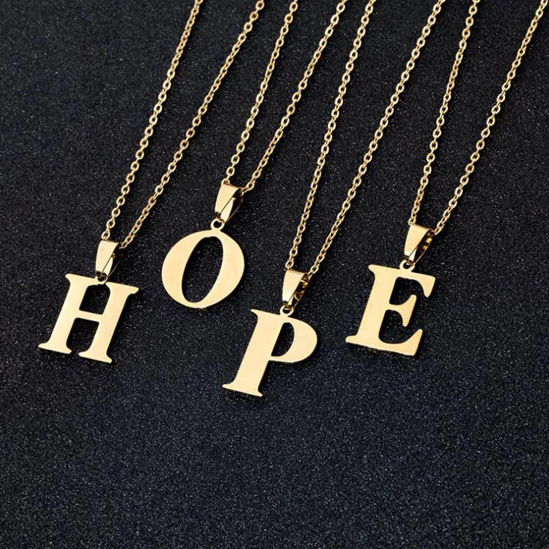 Initial Letter Pendant Necklace for Women Gold Chain Jewelry