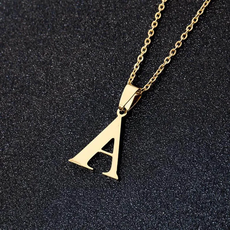 Initial Letter Pendant Necklace for Women Gold Chain Jewelry