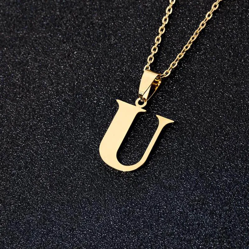 Initial Letter Pendant Necklace for Women Gold Chain Jewelry