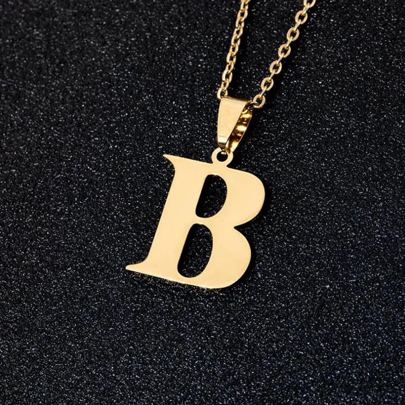 Initial Letter Pendant Necklace for Women Gold Chain Jewelry