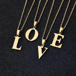Initial Letter Pendant Necklace for Women Gold Chain Jewelry