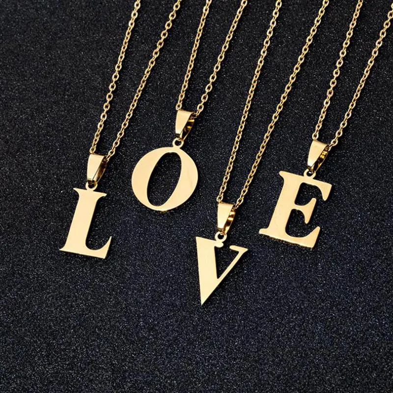 Initial Letter Pendant Necklace for Women Gold Chain Jewelry