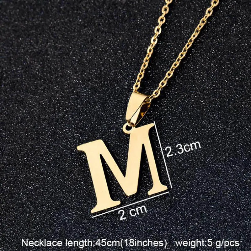 Initial Letter Pendant Necklace for Women Gold Chain Jewelry