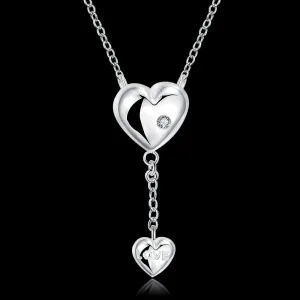 JEXXI Jewelry Factory Wholesale Long 925 Sterling Silver Exquisite Sweet Love Statement Necklace Free Shipping Cubic Zirconia