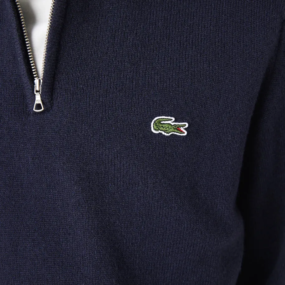 LACOSTE MEN’S HALF-ZIP WOOL SWEATER NAVY