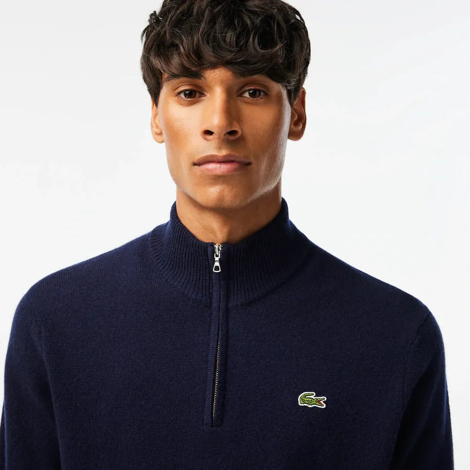 LACOSTE MEN’S HALF-ZIP WOOL SWEATER NAVY