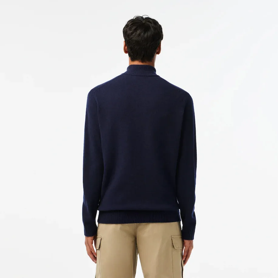 LACOSTE MEN’S HALF-ZIP WOOL SWEATER NAVY