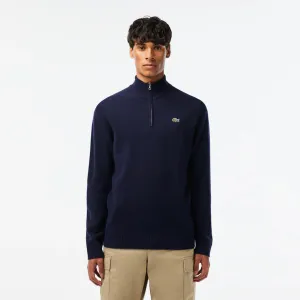 LACOSTE MEN’S HALF-ZIP WOOL SWEATER NAVY