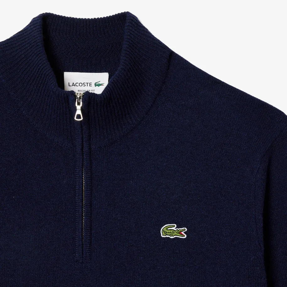 LACOSTE MEN’S HALF-ZIP WOOL SWEATER NAVY