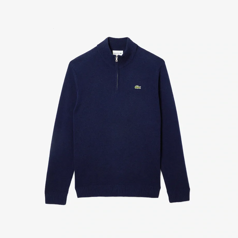 LACOSTE MEN’S HALF-ZIP WOOL SWEATER NAVY