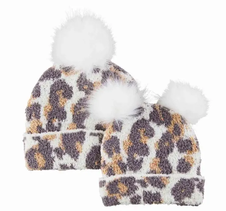 Leopard Mom Mini Beanie Set