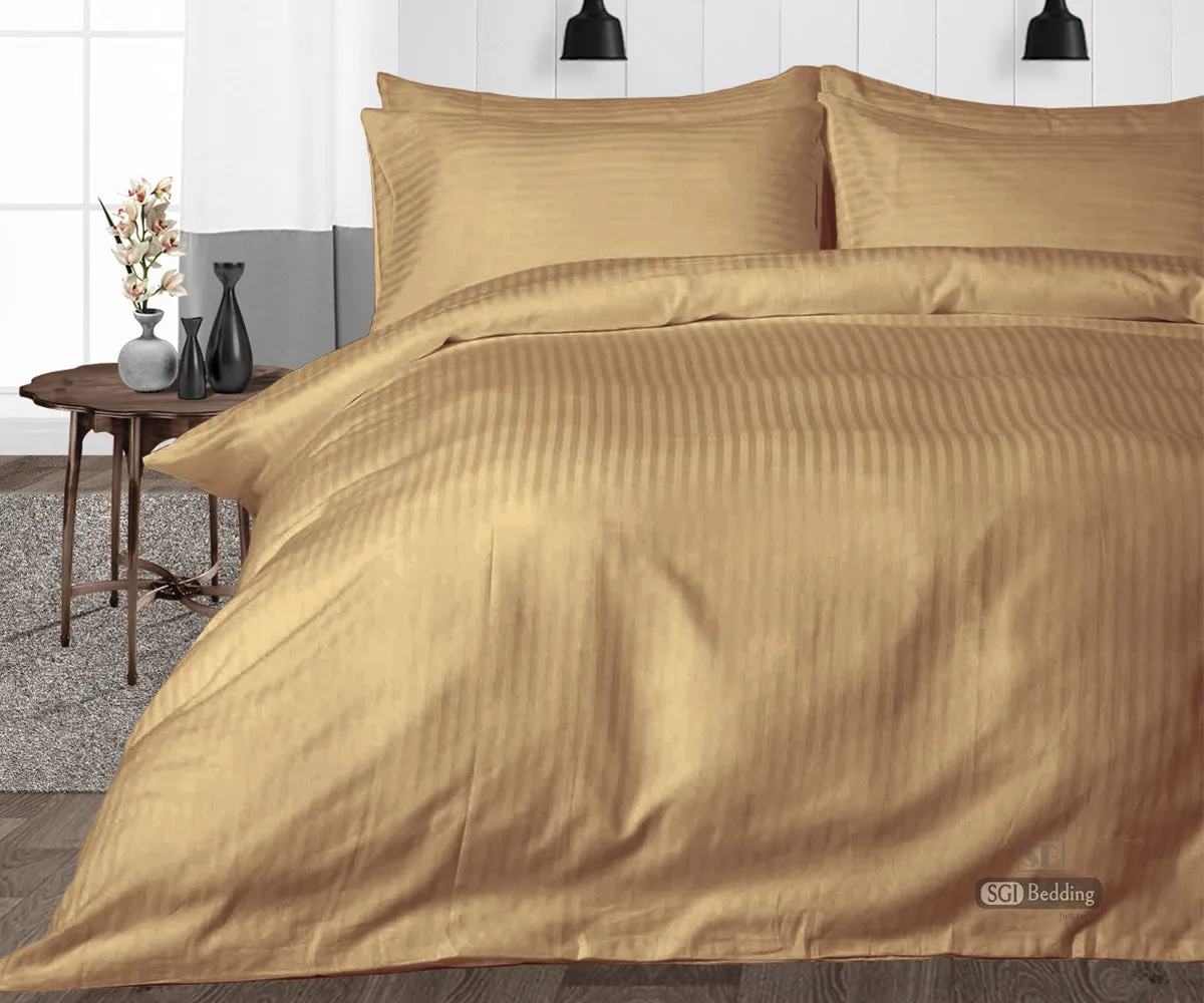 Luxury Taupe Stripe Duvet Cover Set