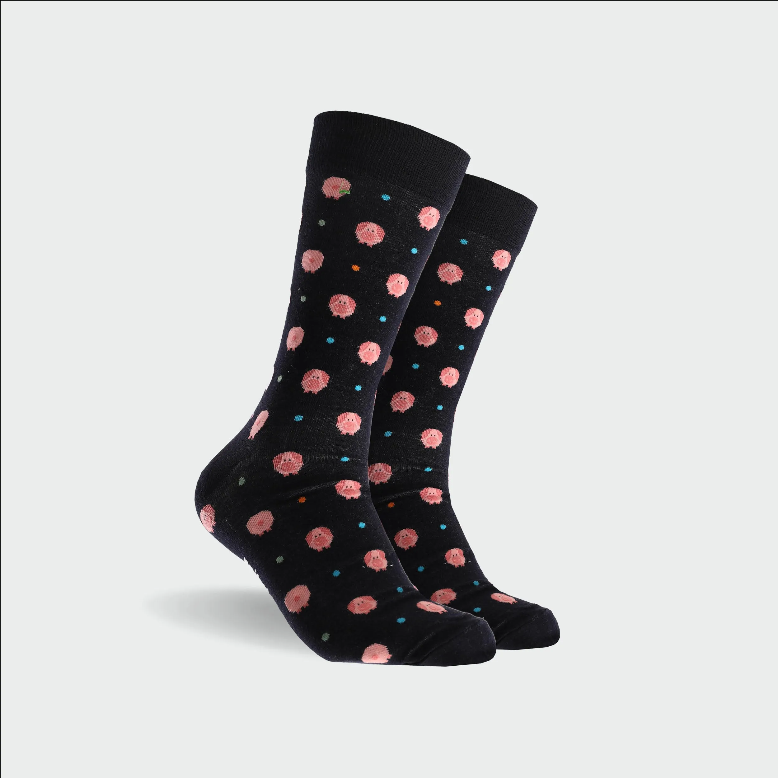 Men's Piggy Super Fine Cotton Crew Socks - Navy