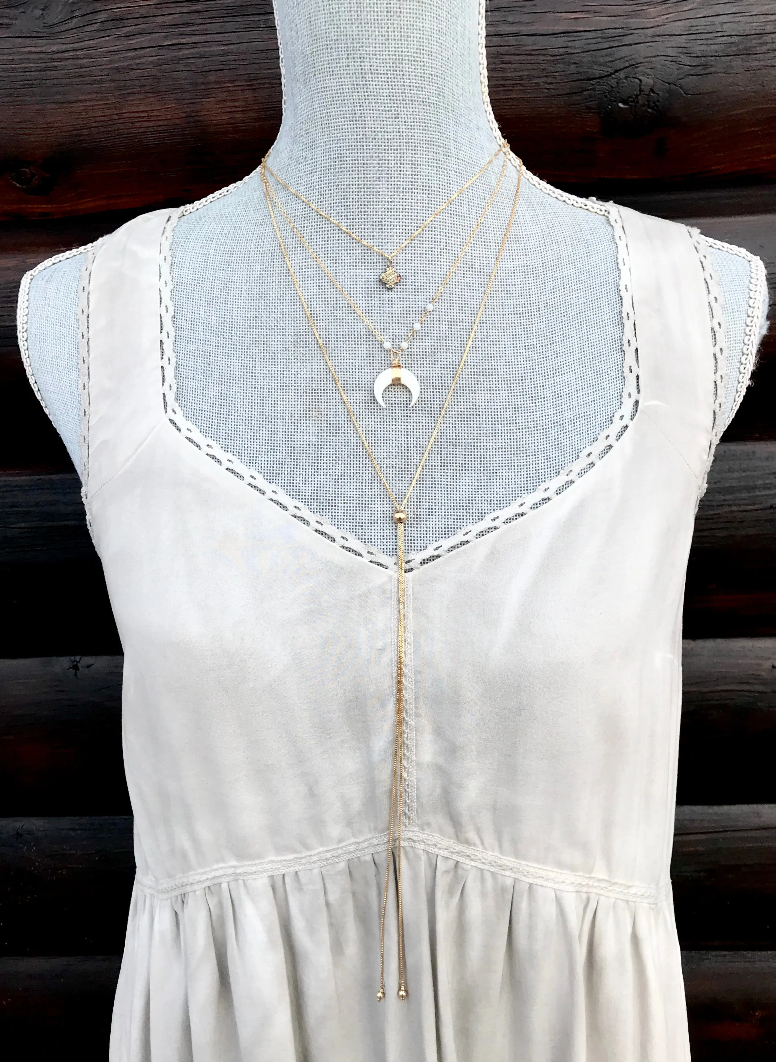 Mother of Pearl Horn and Gold Necklace
