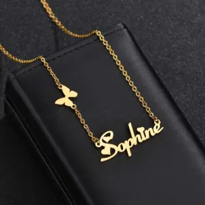Nameplate Gold Necklace Butterfly  For Women Anniverssary Jewelry