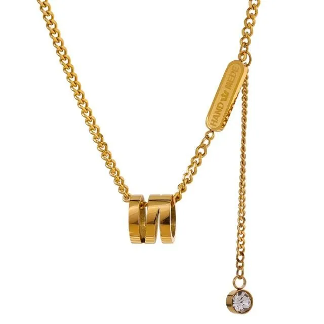 Necklace Charm Jewelry Stainless Steel Collar Metal Geometric Pendant Cubic Zirconia 2021