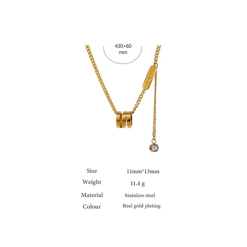 Necklace Charm Jewelry Stainless Steel Collar Metal Geometric Pendant Cubic Zirconia 2021