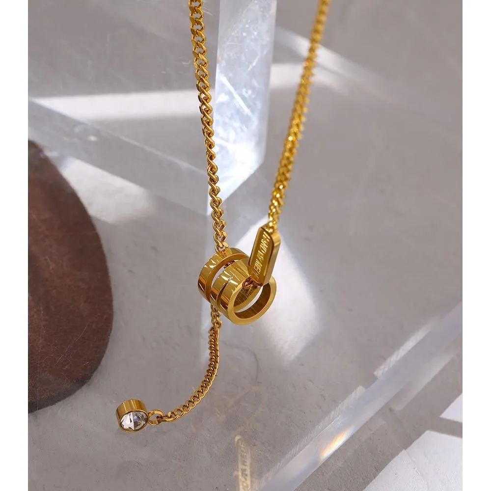 Necklace Charm Jewelry Stainless Steel Collar Metal Geometric Pendant Cubic Zirconia 2021