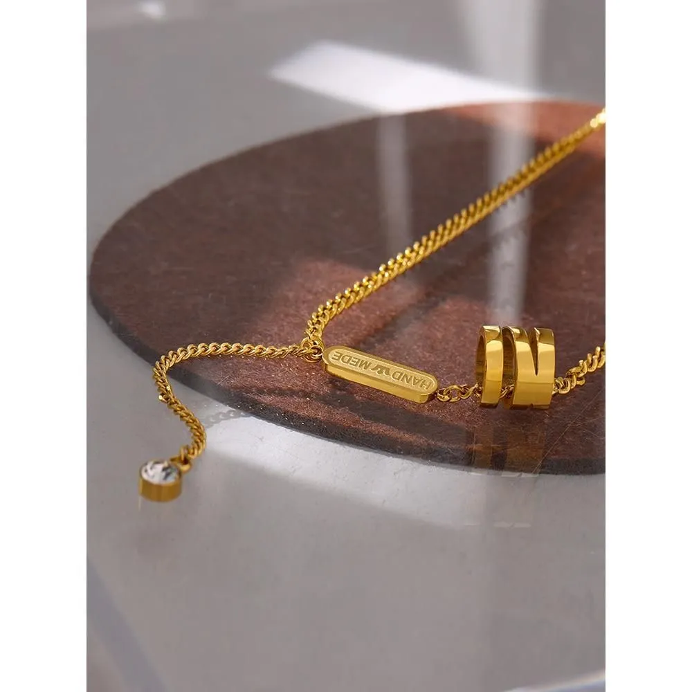 Necklace Charm Jewelry Stainless Steel Collar Metal Geometric Pendant Cubic Zirconia 2021