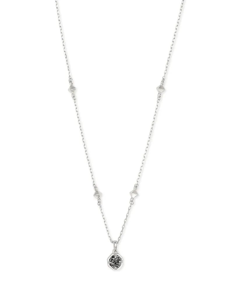 Nola Silver Pendant Necklace In Platinum Drusy