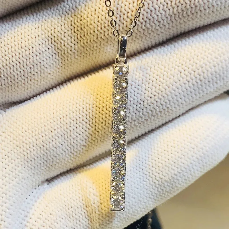 One Line Sapphire Pendant Necklace for Women Dazzling Wedding Jewelry