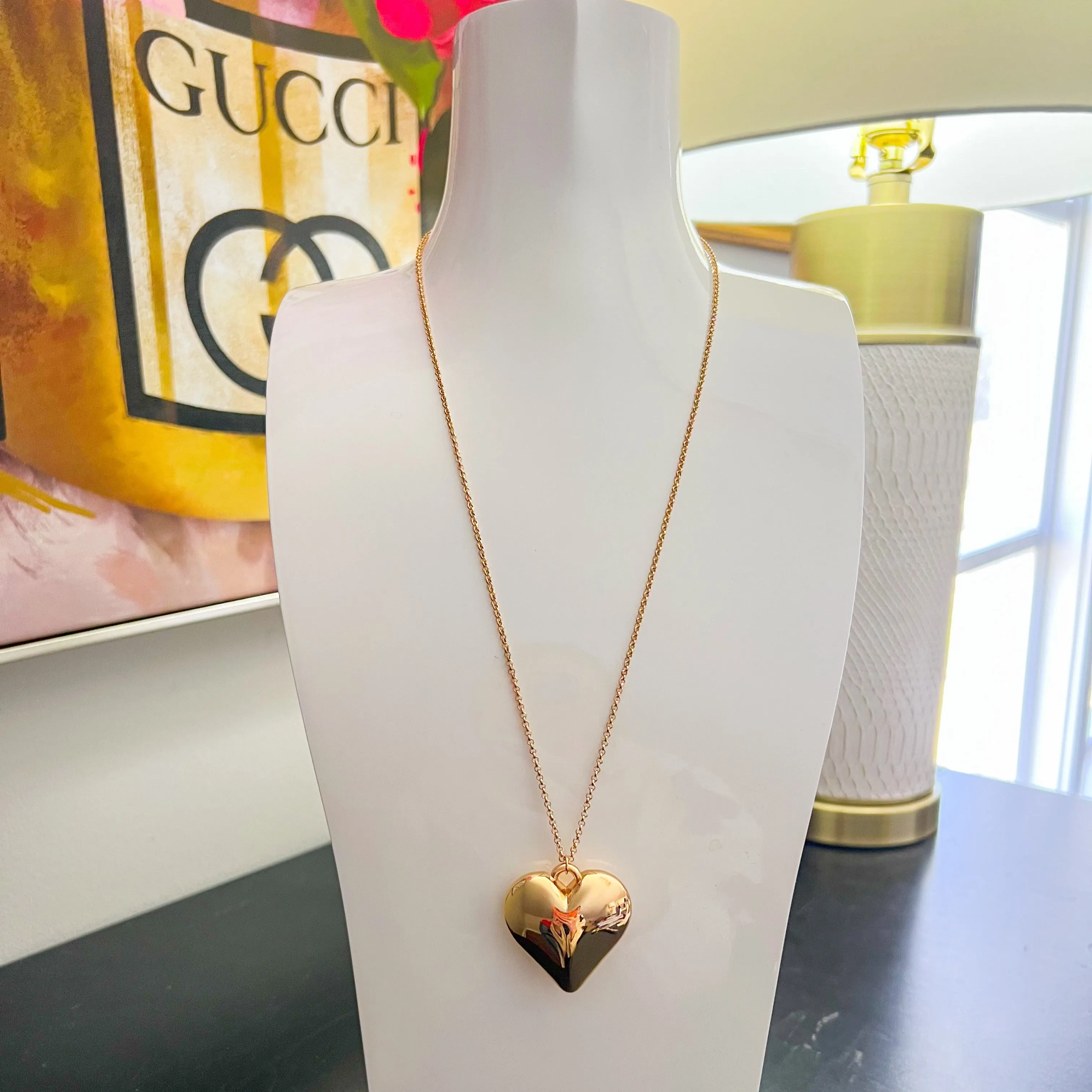 Puffy Heart Necklace - Gold