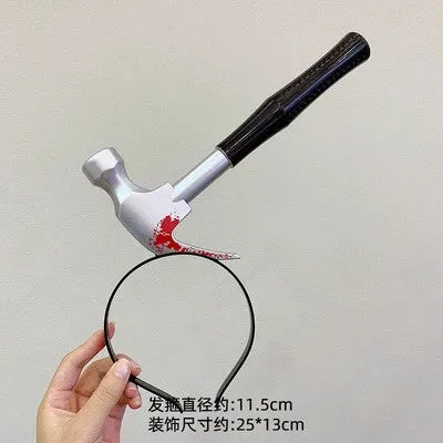 Tricky Halloween Headbands with Simulated Weapons