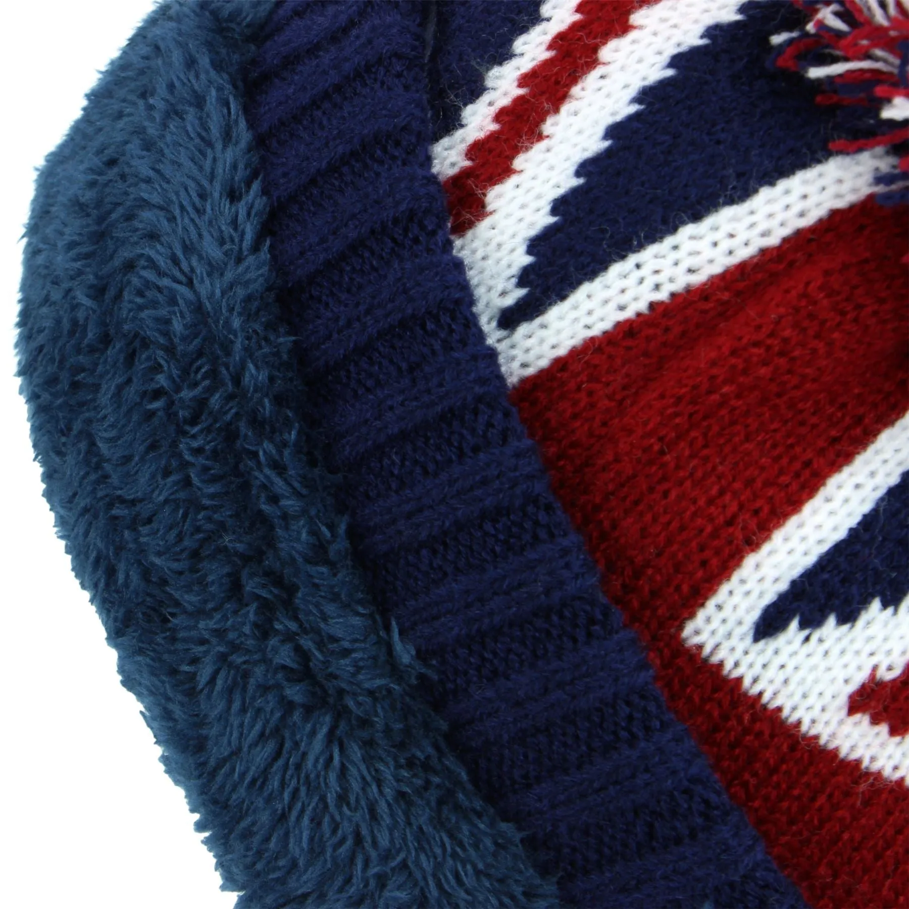 Union Jack Bobble Beanie Hat with Super Soft Fleece Lining