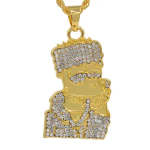 Uodesign Hip Hop Cartoon Head Necklace Pendant Men Jewelry Wholesale namel Head Gold Color Necklace with Hiphop Chain Pendant