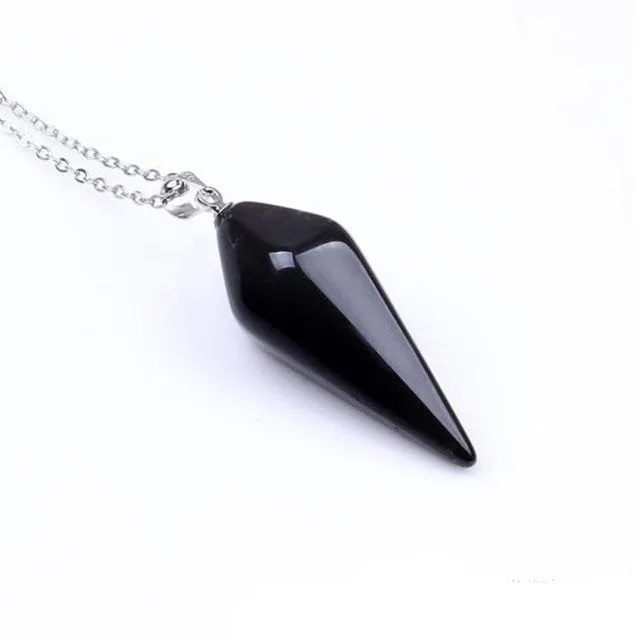 White Natural Gem Stone Hexagon Pyramid Pendant